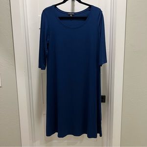 Eileen Fisher Blue Spandex A Line Swing Dress Size M